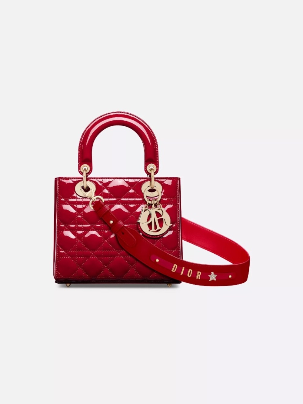Small Lady Dior My ABCDior Bag - Cherry Red Patent Cannage Calfskin